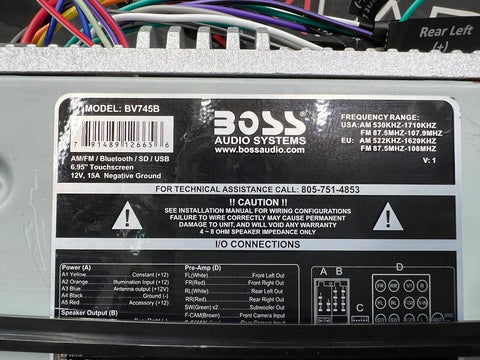 BV745B Boss 6.95" Touchscreen Media Receiver Bluetooth USB Aux In 2-DIN (NO CD)