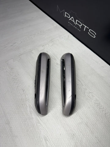01-06 BMW OEM E46 M3 Convertible Brushed Aluminum/Black Trims Armrests Rear Pair