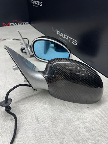 01-06 BMW E46 M3 Side View Door Mirrors Pair Carbon Fiber / Titanium Silver