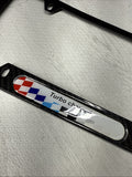 License Plate Frame BMW Power Turbocharged Carbon Fiber Style Front Rear Cover