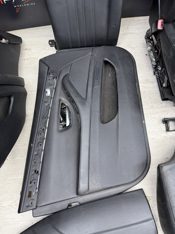 BMW F10 M5 11-16 FRONT HEATED ACTIVE SEATS BLACK MERINO DOOR PANELS BENCH 71k