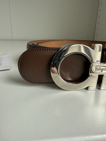 Salvatore Ferragamo Men's Brown Calf Leather Belt XL 67 8831/01