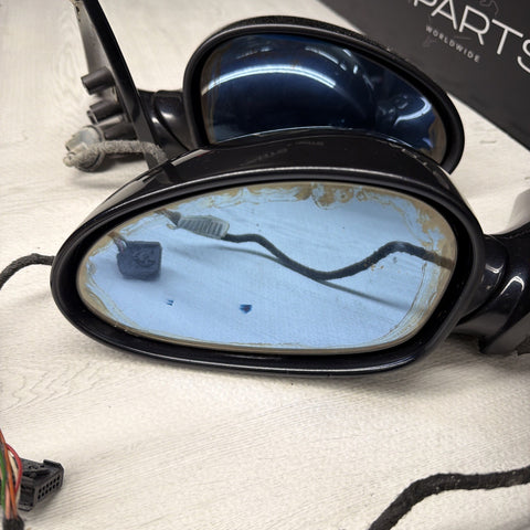 01-06 BMW E46 M3 Side View Door Mirrors Pair Carbon Black  *Notes*