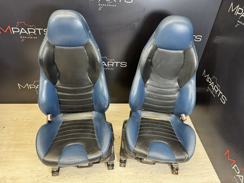 98-02 BMW Z3M Convertible Interior Front Heated Seats Blue / Black *Notes*