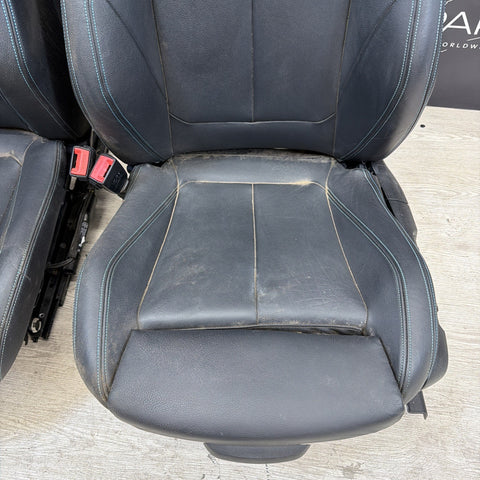 16-18 BMW F87 M2 Coupe Interior Front Left Passenger Seats Black Blue Stitching