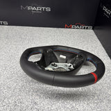 BMW 08-13 E92 M3 DCT Custom Leather Sides Flat Bottom Top Steering Wheel Red