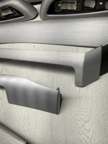 01-06 BMW E46 M3 Convertible Interior Armrests Trim Set Brushed Aluminum *Tabs