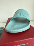 Salvatore Ferragamo Turquoise Blue Groove 17 Pools Slide Sandals Size 10 M