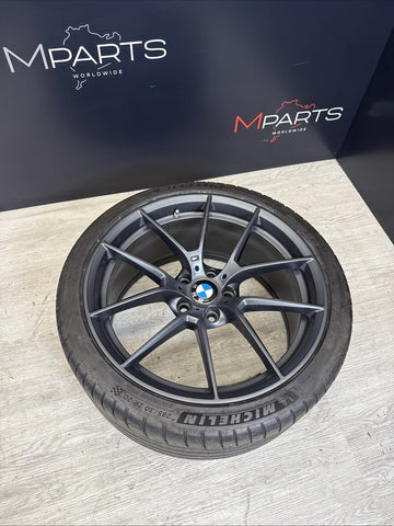 OEM BMW 15-20 F80 F82 F83 M3 M4 CS Wheel Rim 20x10 Rear Orbit Grey + Michelin 4S
