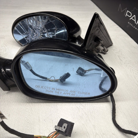 01-06 BMW E46 M3 Side View Door Mirrors Pair Jet Black *Notes*