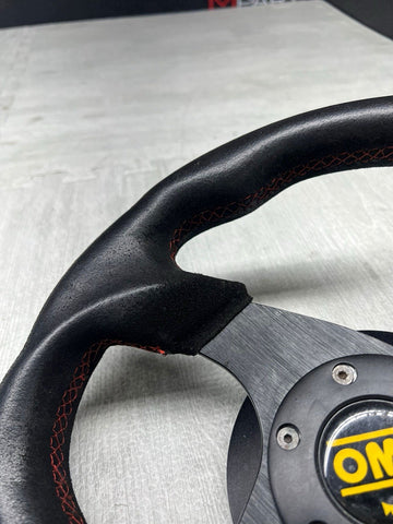 OMP SUPERQUADRO SUEDE RACING STEERING WHEEL FLAT BOTTOM 320MM