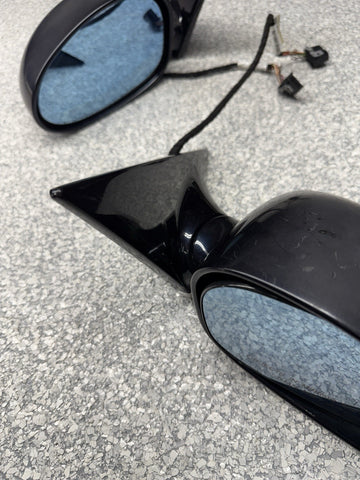 01-06 BMW E46 M3 Side View Door Mirrors Pair Carbon Black *See Pics