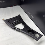BMW E93 M3 08-13 Front Black Leather Manual Center Console Trim Assembly OEM
