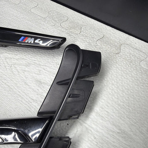 2014–2020 BMW M4 F82 F83 Left Right Fender Side Vent Grills OEM Gloss Black