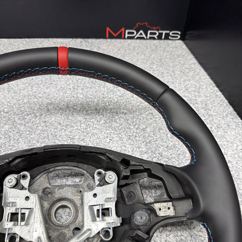 BMW 01-06 E46 M3 SMG Custom Leather Sides Flat Bottom Top Steering Wheel Red