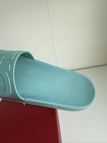 Salvatore Ferragamo Turquoise Blue Groove 17 Pools Slide Sandals Size 10 M