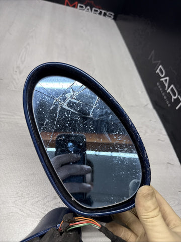 01-06 BMW E46 M3 Left Driver Side View Mirror Topaz Blue *Broken
