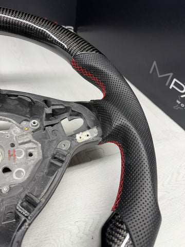 BMW E46 M3 E39 M5 M Real Carbon Fiber Steering Wheel Leather Red Stitching