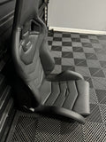 Recaro Black Leather with Carbon Weave Sub Belt Hole Sportster GT Seats