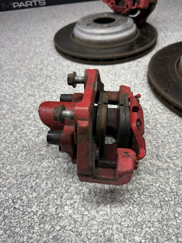 08-13 BMW E90 E92 E93 M3 Rear Brakes Brake Calipers Red & Discs Rotors