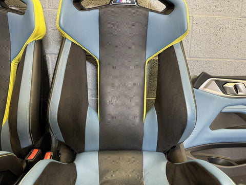 BMW 21-24 G82 M4 Coupe Carbon Bucket Seats Yas Marina Blue Leather Interior Set