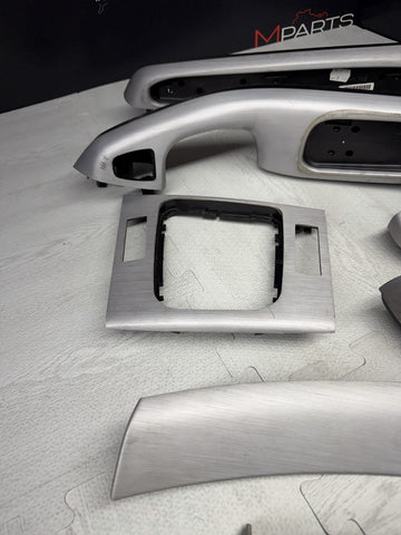 01-06 BMW E46 M3 Coupe Interior Armrests Trim Set Brushed Aluminum *Tab