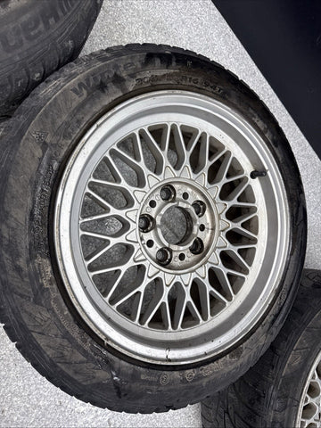 OEM BMW E28 E30 E38 Wheel Rims Tires Set Style 5 Silver 16" ET23 16x8 Square