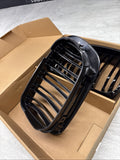 NEW BMW 01-06 E46 M3 Front Kidney Grilles Gloss Black Set Double Slotted