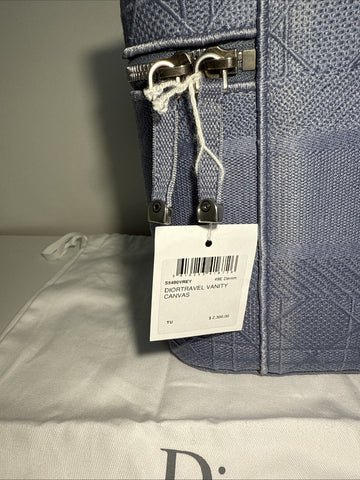 NEW Christian Dior Travel Oblique Embroidery Canvas Vanity Case Blue