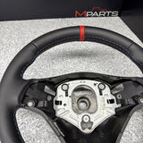 BMW 08-13 E92 M3 DCT Custom Leather Sides Flat Bottom Top Steering Wheel Red
