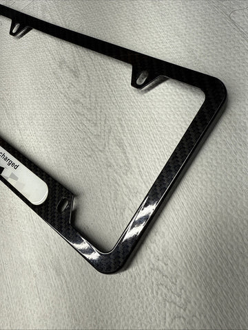 License Plate Frame BMW Power Turbocharged Carbon Fiber Style Front Rear Cover