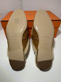 NEW Hermes Oz Mule in Suede Natural Shearling Silver Kelly Buckle Size 37