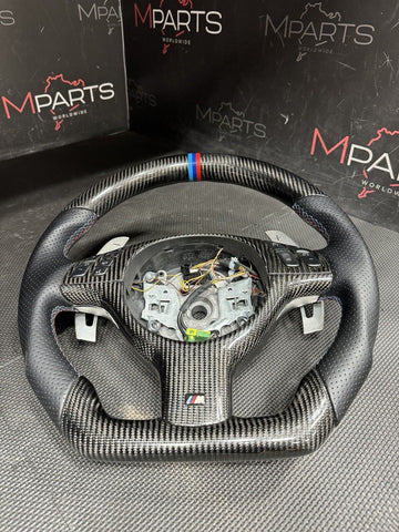 BMW E46 M3 01-06 Carbon Fiber Steering Wheel Tri Stitched SMG + Paddles + Trim