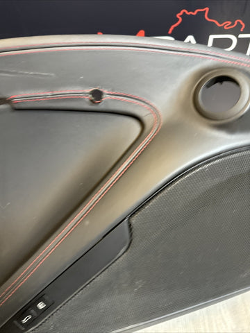 Left Driver Door Card Panel Black / Red Stitching 19-23 Ferrari F8 Tributo
