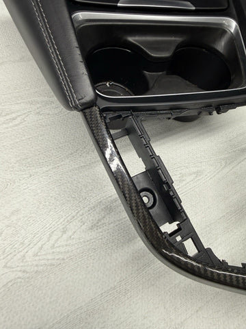 15-20 BMW F80 F82 F83 M3 M4 Front Cup Holder White Stitching Carbon Fiber Trim