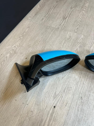 08-13 BMW E92 E93 M3 Side View Mirrors Pair Gloss Black 3 PIN SPACE Wrapped Blue