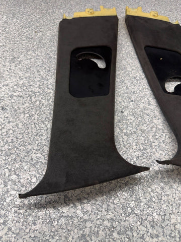 99-03 BMW E39 M5 B-Pillar Column Interior Upper Cover Pair Alcantara OEM