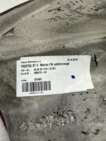 BMW F82 M4 Coupe Rear Sakhir Orange Leather Seat Side Bolsters Pair 8058134