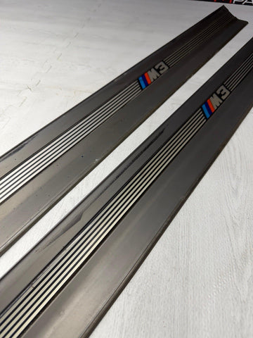 96-99 BMW E36 M3 Coupe / Convertible Door Sills Trims Pair Grey OEM