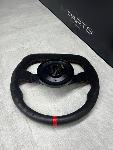 OMP SUPERQUADRO SUEDE RACING STEERING WHEEL FLAT BOTTOM 320MM