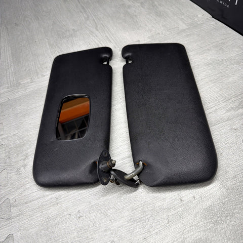 1984-1993 BMW E30 3-Series Factory Sun Visor Pair Anthracite Vinyl OEM *Notes*