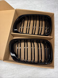 NEW BMW 01-06 E46 M3 Front Kidney Grilles Gloss Black Set Double Slotted