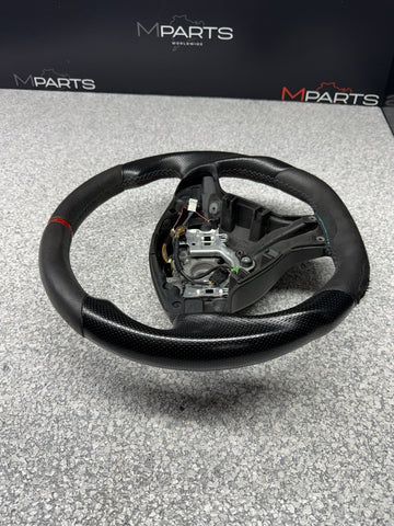 BMW 01-06 E46 M3 Manual Custom Leather Sides Flat Bottom Steering Wheel Only