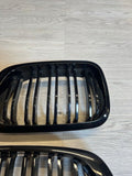 01-06 BMW E46 M3 Front Kidney Grilles Gloss Black Double Slotted