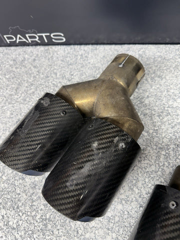 08-13 BMW E92 E93 M3 S65 Rear Exhaust Quad Muffler Tips (4) Carbon Fiber