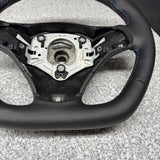 BMW 08-13 E92 M3 DCT Custom Leather Sides Flat Bottom Top Steering Wheel Red