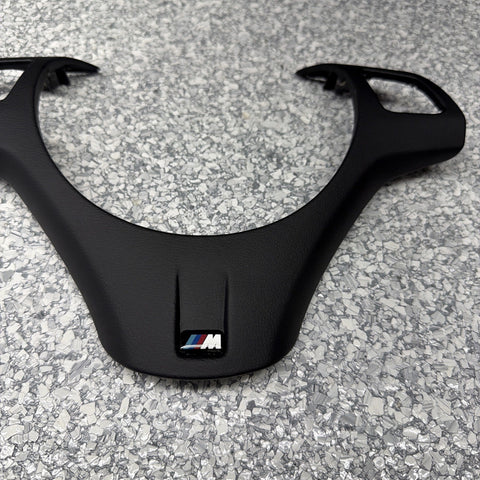 08-13 BMW E90 E92 E93 M3 Steering Wheel Trim Cover Black Leather Wrapped
