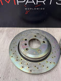 Pair Set of 2 Rear Brembo Brake Disc Rotors X-Drilled Sport BMW E46 330i