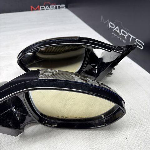 08-13 BMW E92 E93 M3 Left Right Fold Mirrors Gloss Black / Blue/ Carbon Caps