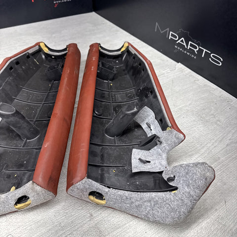 08-13 BMW E93 M3 Rear Fox Red Pair Leather Seat Side Bolsters *Creasing*